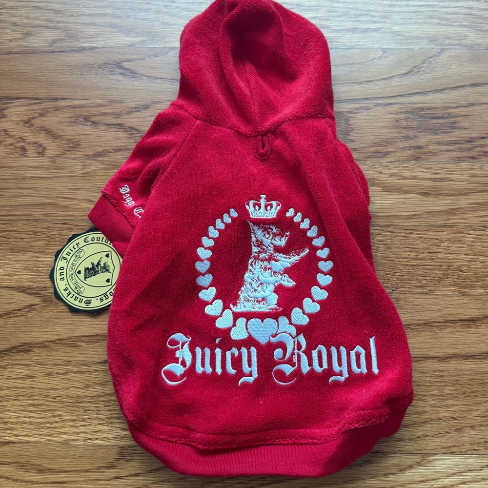 Y2K Juicy Couture red doggie couture terry hoodie New M